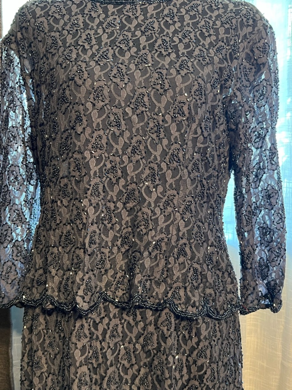 Stenay Blue Lace Beaded Evening Dress